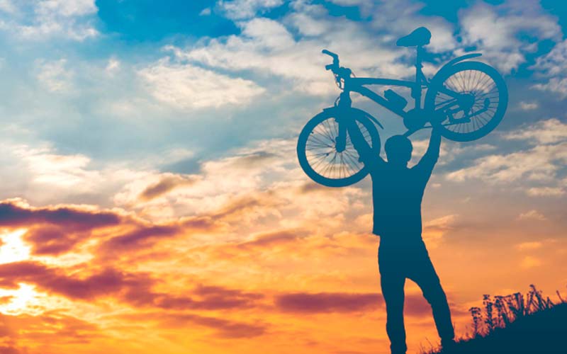 Ciclista motivado por el éxito
